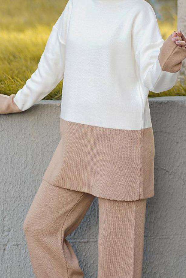 Vêtements hijab  2-COLOR 2-PIECE KNITWEAR PANTS SUIT 57501  - TRENDTESETTÜR
