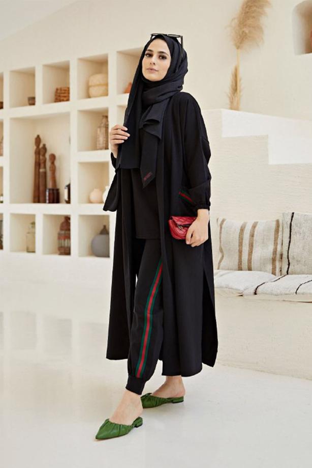 Hijab clothing  STRIPE DETAIL 3-PIECE SUIT WITH PANTS 00001  - TRENDTESETTÜR
