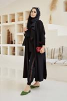 Hijab clothing BLACK STRIPE DETAIL 3-PIECE SUIT WITH PANTS 00001 