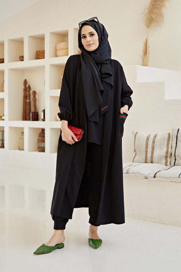 Hijab clothing  STRIPE DETAIL 3-PIECE SUIT WITH PANTS 00001  - TRENDTESETTÜR