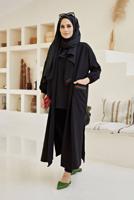 Hijab clothing BLACK STRIPE DETAIL 3-PIECE SUIT WITH PANTS 00001 
