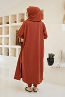 Tesettür giyim KAHVE ŞERİT DETAYLI ÜÇLÜ PANT. TAKIM 00001 