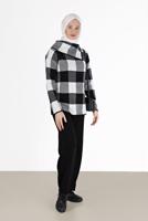 Tesettür giyim SİYAH EKOSE İKİLİ TRİKO PANT. TAKIM 00012 