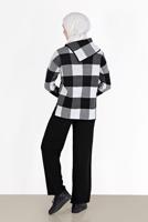 Tesettür giyim SİYAH EKOSE İKİLİ TRİKO PANT. TAKIM 00012 