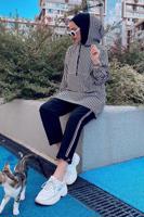 Tesettür giyim ÇOK RENKLİ MANŞETLERİ LASTİKLİ KAZAYAĞI DESEN 2&prime;Lİ PANT. TAKIM 003 