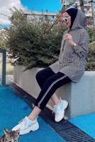 Tesettür giyim ÇOK RENKLİ MANŞETLERİ LASTİKLİ KAZAYAĞI DESEN 2&prime;Lİ PANT. TAKIM 003 