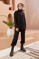 Vêtements hijab NOIR ENSEMBLE MAILLE 2 PIÈCES BASIQUE AVEC PANTALON 00032