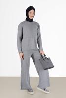 Tesettür giyim GRİ BASIC İKİLİ TRİKO PANT. TAKIM 00032 