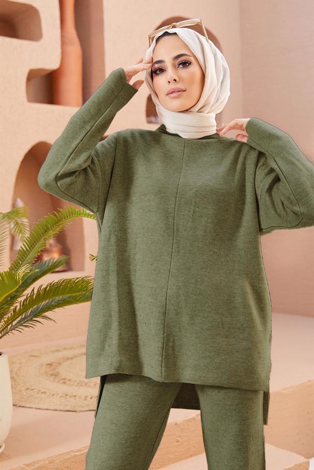 Vêtements hijab  BASIC 2-PIECE KNITWEAR SUIT WITH PANTS 00032  - TRENDTESETTÜR