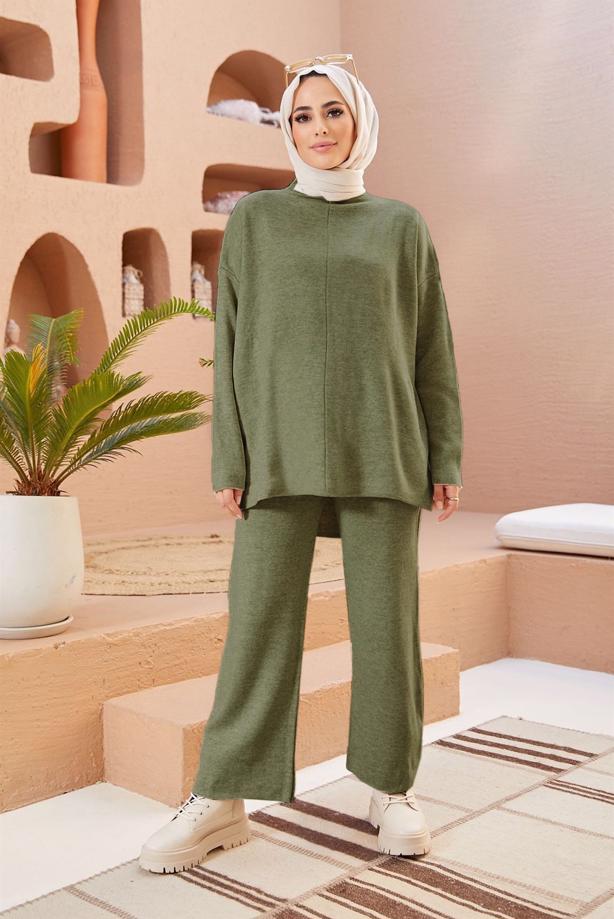 Vêtements hijab  BASIC 2-PIECE KNITWEAR SUIT WITH PANTS 00032  - TRENDTESETTÜR
