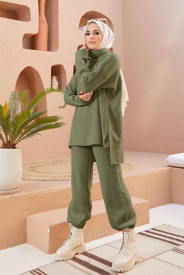 Vêtements hijab  BASIC 2-PIECE KNITWEAR SUIT WITH PANTS 00032  - TRENDTESETTÜR