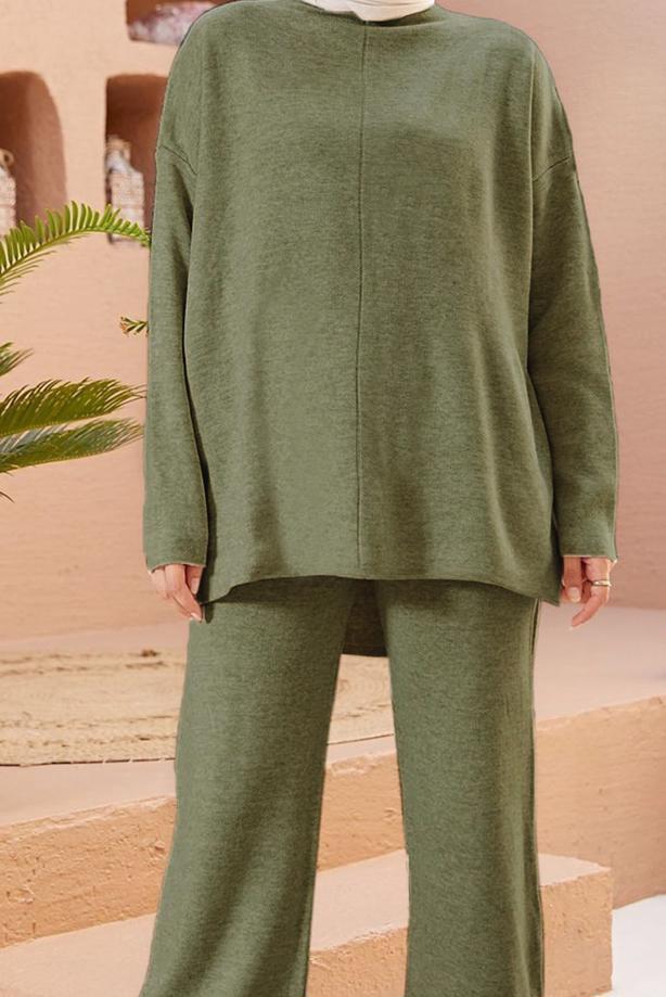 Vêtements hijab  BASIC 2-PIECE KNITWEAR SUIT WITH PANTS 00032  - TRENDTESETTÜR
