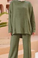Vêtements hijab KAKI ENSEMBLE MAILLE 2 PIÈCES BASIQUE AVEC PANTALON 00032
