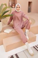 Vêtements hijab POUDRE ENSEMBLE MAILLE 2 PIÈCES BASIQUE AVEC PANTALON 00032