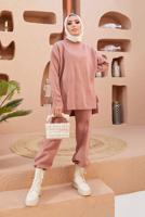 Vêtements hijab POUDRE ENSEMBLE MAILLE 2 PIÈCES BASIQUE AVEC PANTALON 00032