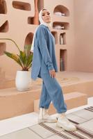 Hijab clothing NAVY BLUE BASIC 2-PIECE KNITWEAR SUIT WITH PANTS 00032