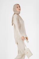 Vêtements hijab BEIGE ENSEMBLE MAILLE 2 PIÈCES BASIQUE AVEC PANTALON 00032