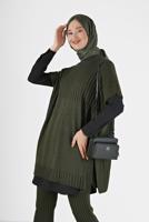 Vêtements hijab KAKI COSTUME EN MAILLE À MOTIF AUTONOME 00051