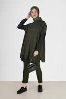 Vêtements hijab KAKI COSTUME EN MAILLE À MOTIF AUTONOME 00051