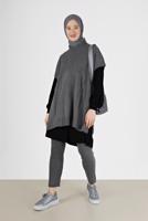 Vêtements hijab GRIS COSTUME EN MAILLE À MOTIF AUTONOME 00051