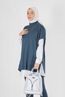 Hijab clothing NAVY BLUE PATTERN DETAIL KNITWEAR SUIT 00051 
