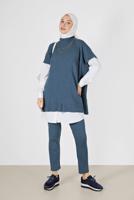 Hijab clothing NAVY BLUE PATTERN DETAIL KNITWEAR SUIT 00051 