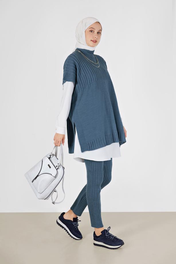 Vêtements hijab  PATTERN DETAIL KNITWEAR SUIT 00051  - TRENDTESETTÜR