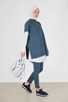 Hijab clothing NAVY BLUE PATTERN DETAIL KNITWEAR SUIT 00051 