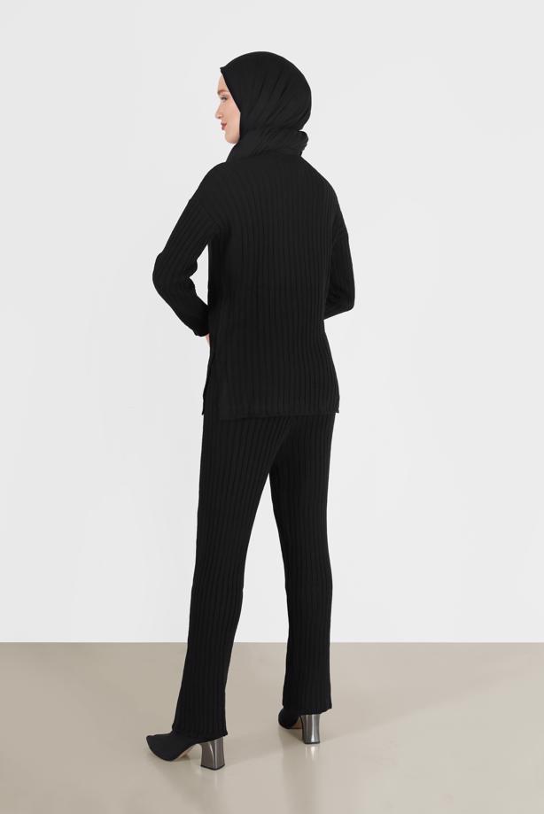 Vêtements hijab  BUTTON DETAIL STRIPED KNITWEAR SUIT 00061  - TRENDTESETTÜR