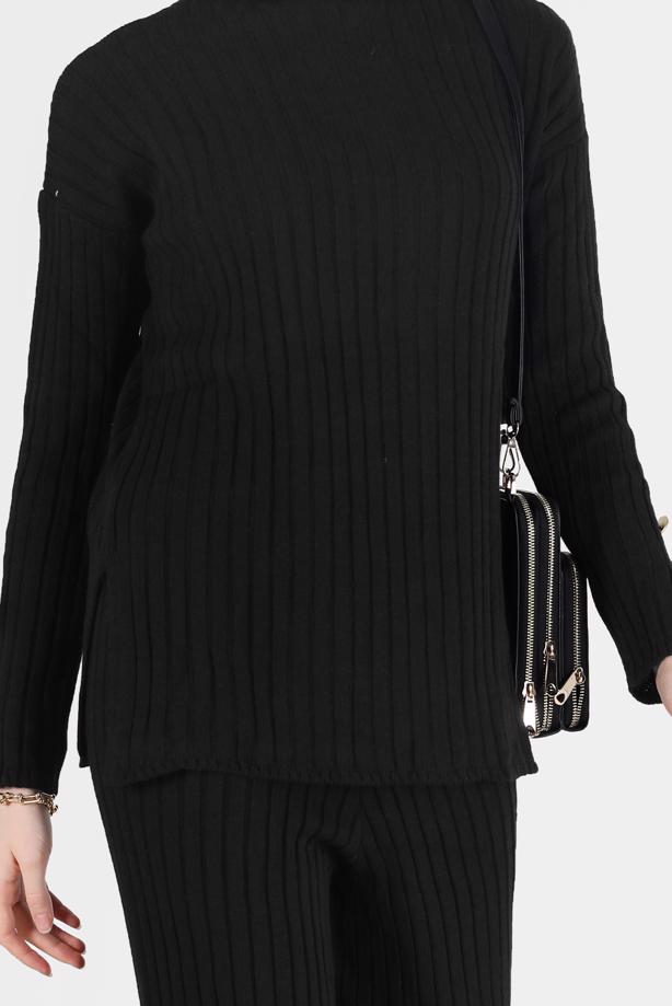 Vêtements hijab  BUTTON DETAIL STRIPED KNITWEAR SUIT 00061  - TRENDTESETTÜR