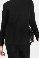 Vêtements hijab NOIR COSTUME EN MAILLE À RAYURES À BOUTONS 00061