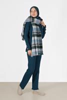 Vêtements hijab BLEU COSTUME EN MAILLE À RAYURES À BOUTONS 00061