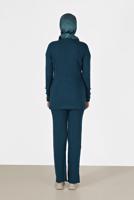 Vêtements hijab BLEU COSTUME EN MAILLE À RAYURES À BOUTONS 00061