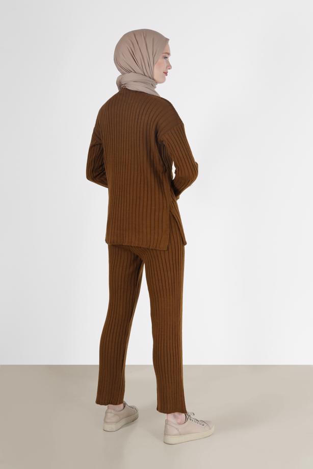 Vêtements hijab  BUTTON DETAIL STRIPED KNITWEAR SUIT 00061  - TRENDTESETTÜR