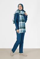 Vêtements hijab BLEU MARINE COSTUME EN MAILLE À RAYURES À BOUTONS 00061