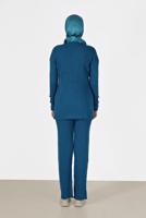 Vêtements hijab BLEU MARINE COSTUME EN MAILLE À RAYURES À BOUTONS 00061