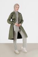 Vêtements hijab BEIGE COSTUME EN MAILLE À RAYURES À BOUTONS 00061