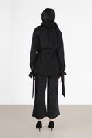 Tesettür giyim SİYAH MANŞETLERİ BONCUK İŞLEMELİ KUŞAKLI PANTOLONLU TAKIM 0256