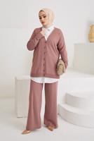 Vêtements hijab ROSE COSTUME PANTALON EN MAILLE 2 PIÈCES DE BASE DÉTAIL BOUTONS 0411