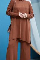 Hijab clothing TABA CABLE-KNIT DETAIL 2-PIECE KNITWEAR PANTS SUIT 0503 