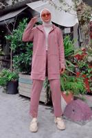 Tesettür giyim PUDRA CEP DETAYLI KAPÜŞONLU İKİLİ PANT. TAKIM 665 