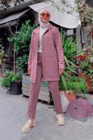 Tesettür giyim PUDRA CEP DETAYLI KAPÜŞONLU İKİLİ PANT. TAKIM 665 