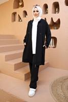 Vêtements hijab NOIR ENSEMBLE DE SURVÊTEMENT 2 PIÈCES À CAPUCHE AVEC FERMETURE ÉCLAIR ET PANTALON 10001