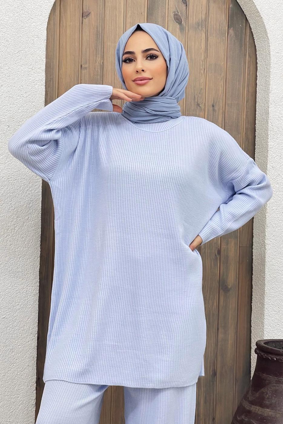 Hijab clothing BLUE BASIC KNITWEAR SUIT 2000 