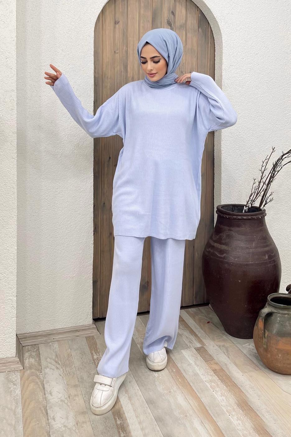 Hijab clothing BLUE BASIC KNITWEAR SUIT 2000 