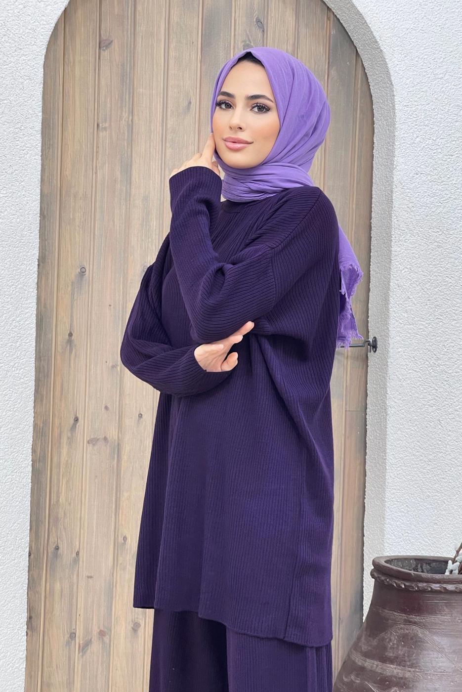 Hijab clothing PURPLE BASIC KNITWEAR SUIT 2000 
