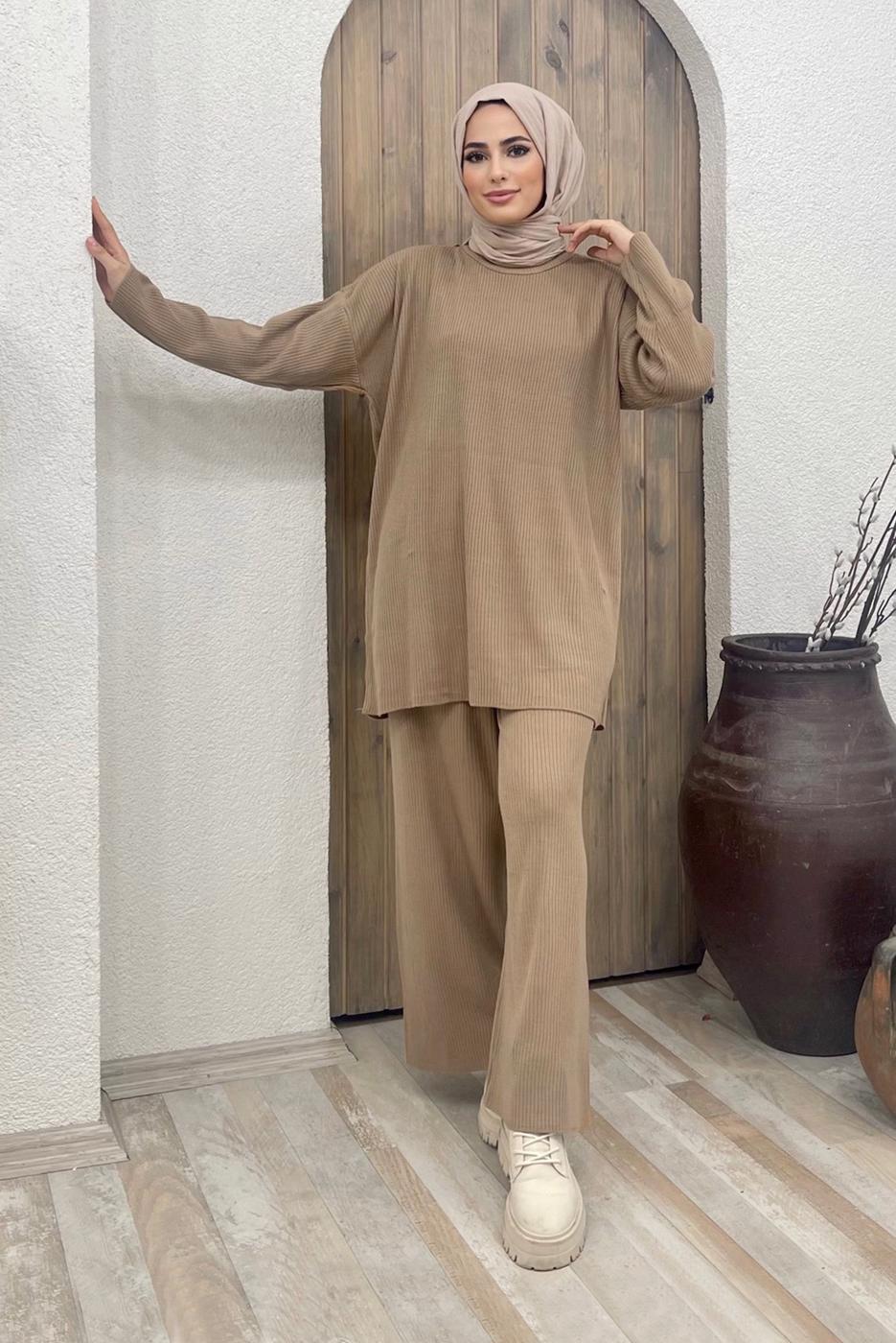 Vêtements hijab BRUN COSTUME MAILLE BASIQUE 2000