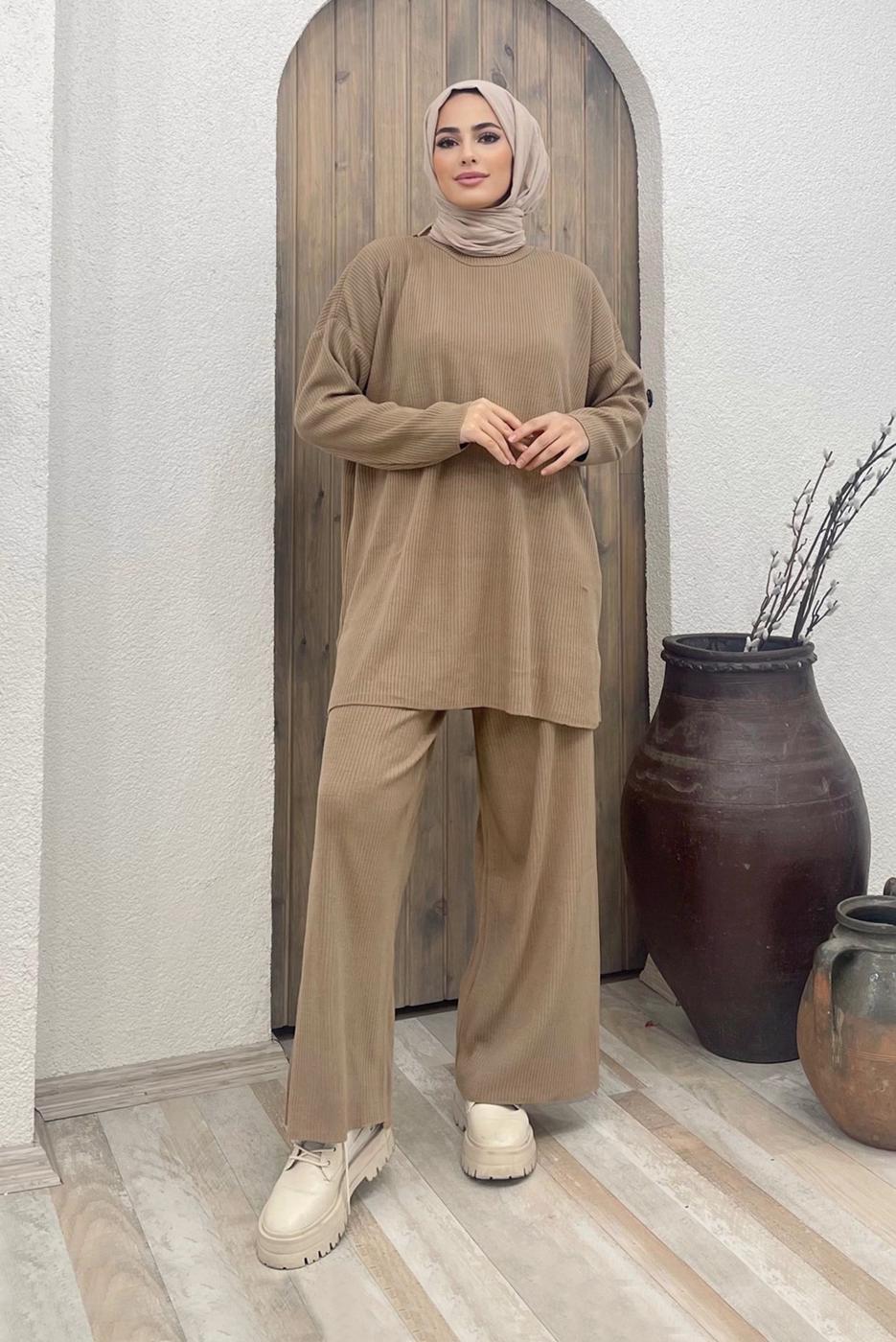 Vêtements hijab BRUN COSTUME MAILLE BASIQUE 2000