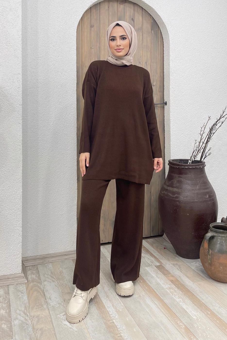 Vêtements hijab BRUN COSTUME MAILLE BASIQUE 2000