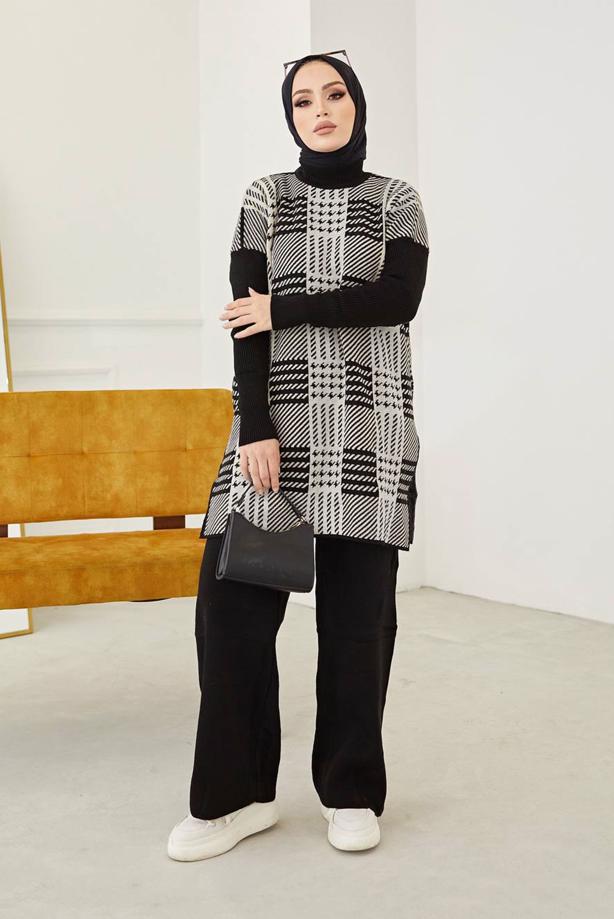 Vêtements hijab  CHECKED 2-PIECE KNITWEAR PANTS SUIT 2002  - TRENDTESETTÜR
